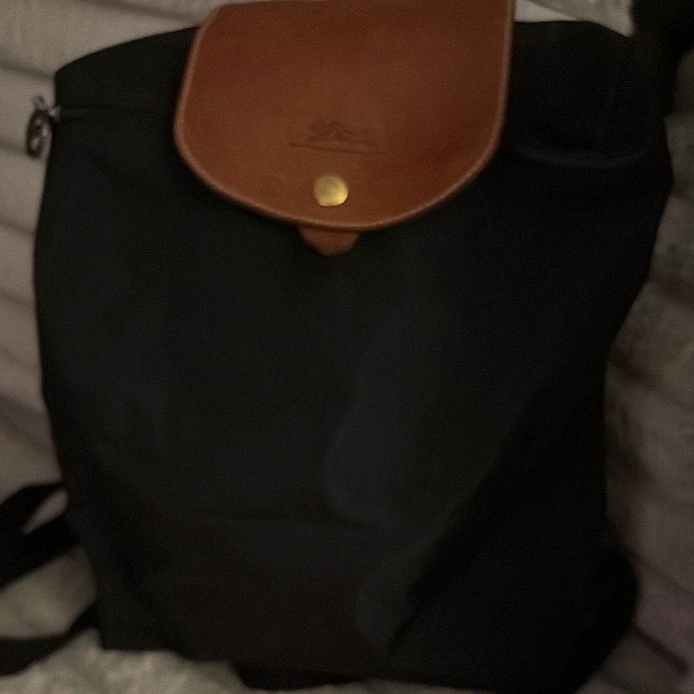 Longchamp Black and Brown Backpack with Sleek Design